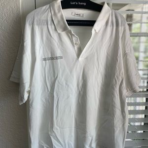Pangaia Mens white collared shirt size Large